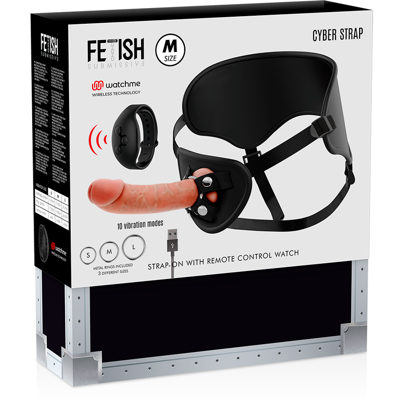 FETISH SUBMISSIVE CYBER STRAP - ARNÊS COM TECNOLOGIA DILDO WATCHME M DE CONTROLE REMOTO