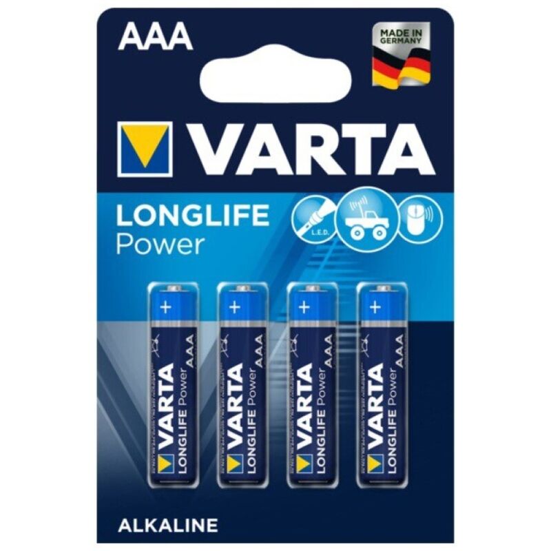 VARTA - BATERIA ALCALINA DE POTÊNCIA LONGLIFE AAA LR03 4 UNIDADE