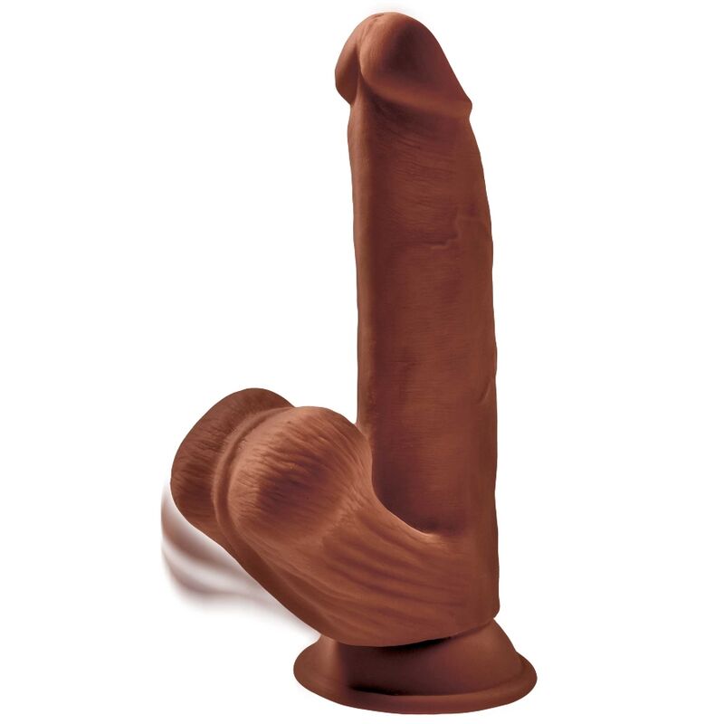 KING COCK - PLUS 3D BOLAS DE BALANO DE DILDO 24.5 CM CASTANHO