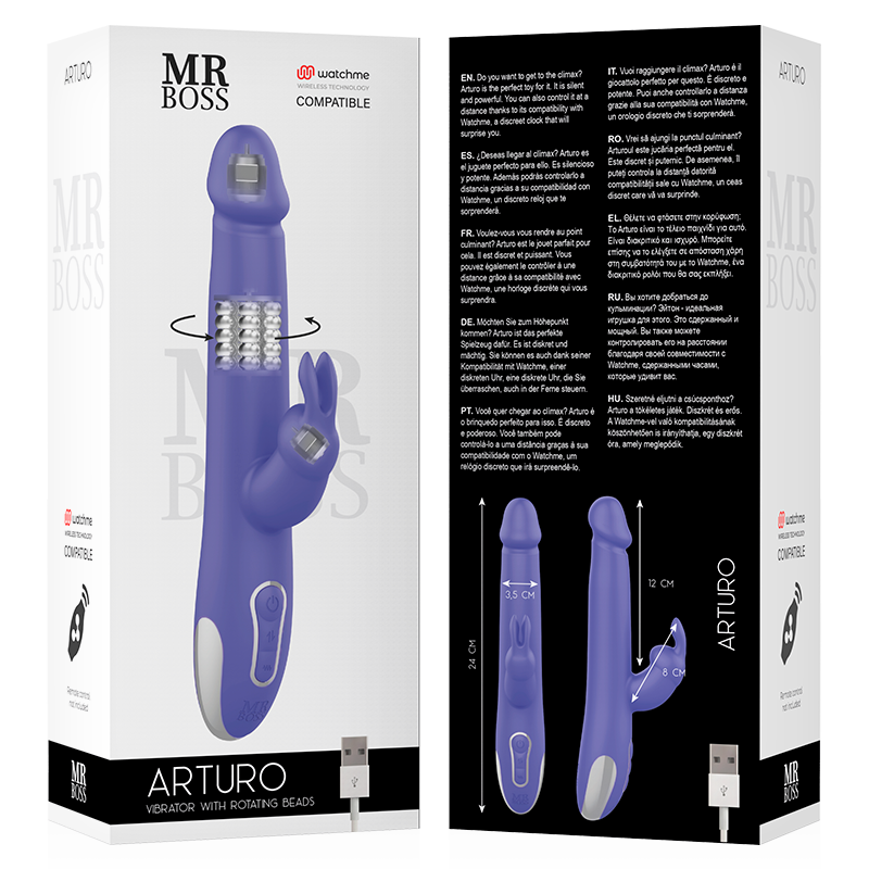 MR BOSS - VIBRADOR E ROTADOR ARTURO COMPATÍVEL COM A TECNOLOGIA WATCHME WIRELESS