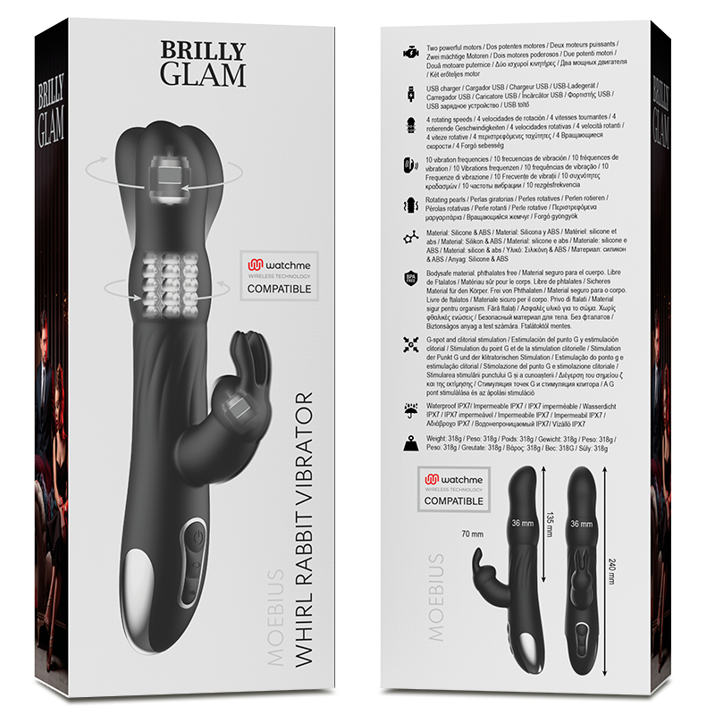 BRILLY GLAM - VIBRADOR E ROTADOR  MOEBIUS COELHO COMPATÍVEL COM A TECNOLOGIA WATCHME WIRELESS