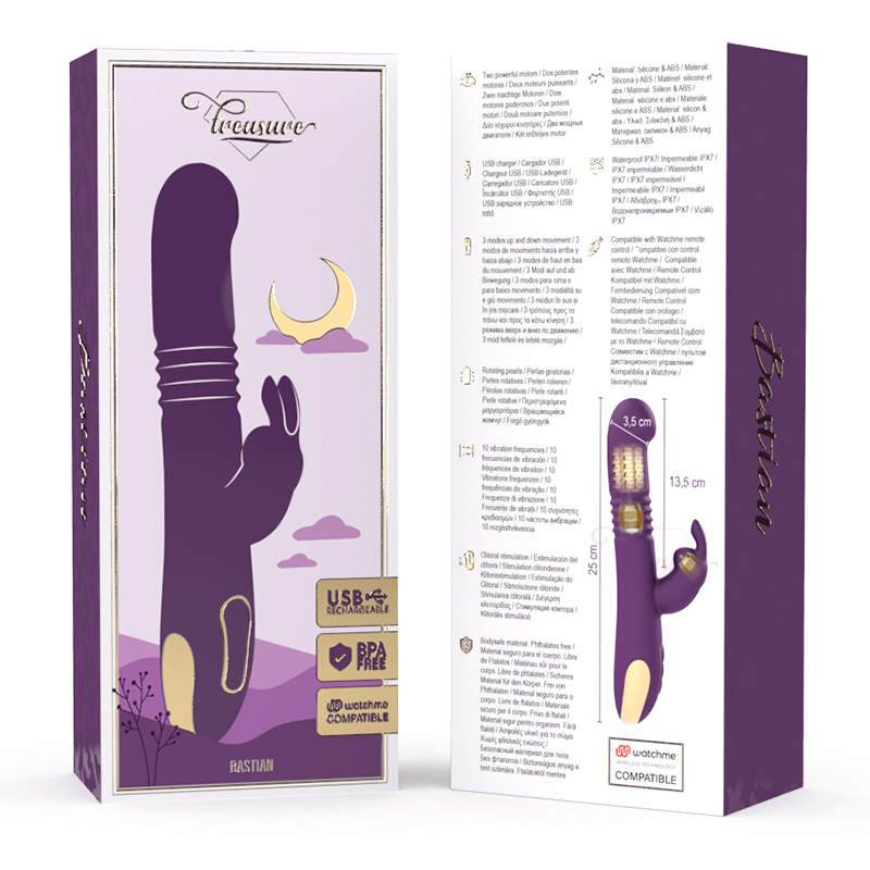 TREASURE - BASTIAN COELHO PARA CIMA E PARA BAIXO, ROTADOR E VIBRADOR COMPATÍVEL COM A TECNOLOGIA WATCHME WIRELESS