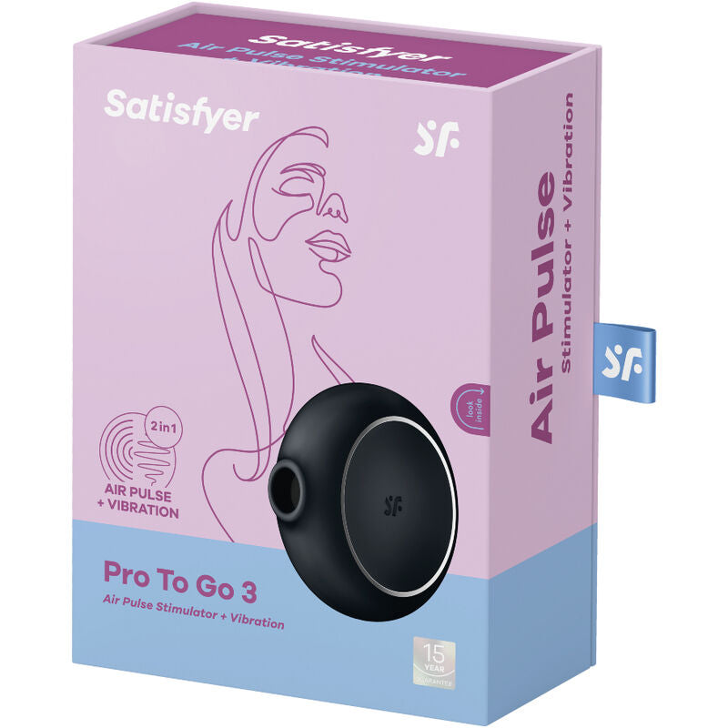 SATISFYER - PRO TO GO 3 ESTIMULADOR E VIBRADOR DE PULSO DE AR DUPLO PRETO