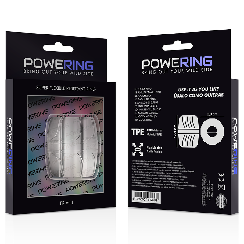 POWERING - ANEL PARA O PÉNIS SUPER FLEXÍVEL E RESISTENTE 5 CM PR11 TRANSPARENTE