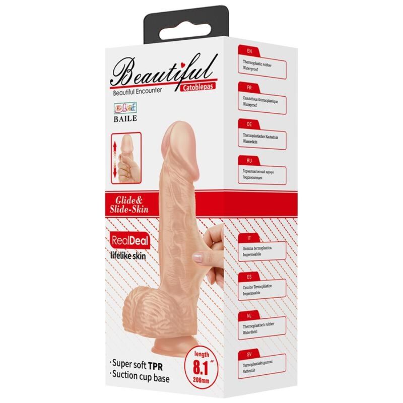 BAILE - LINDO ENCONTRO CATOBLEPAS DILDO REALÍSTICO FLEXÍVEL 20.6 CM NATURAL