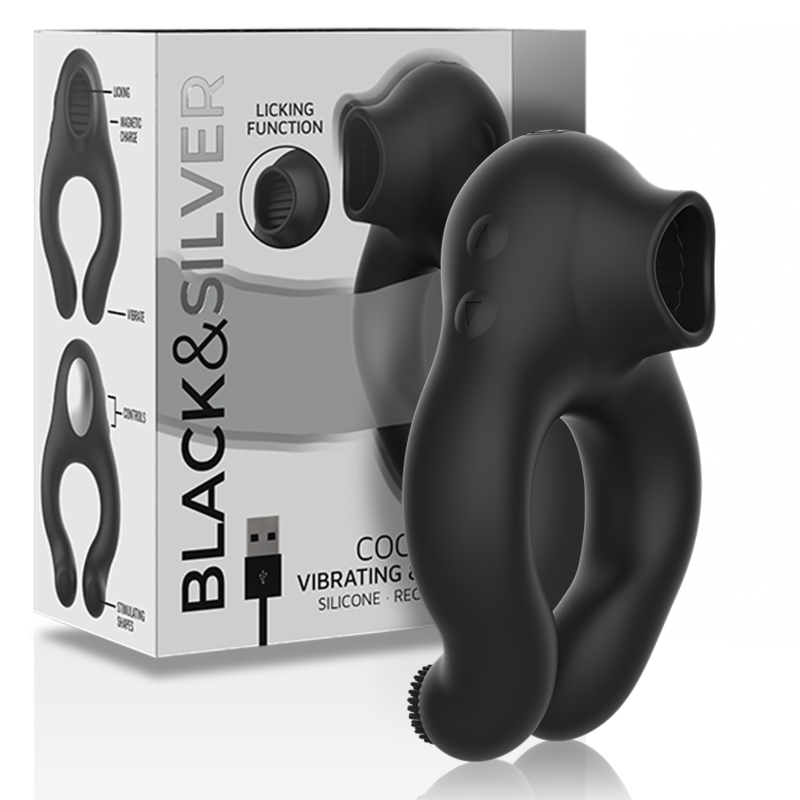 BLACK&SILVER - ANEL VIBRADOR DE SILICONE 3 MOTORES RECARREGÁVEIS PRETO