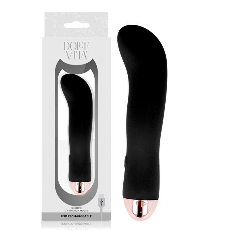 DOLCE VITA - VIBRADOR RECARREGÁVEL DOIS PRETO 7 VELOCIDADE