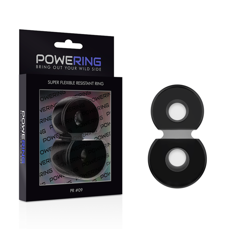 POWERING - ANEL DUPLO PARA PÉNIS SUPER FLEXÍVEL E RESISTENTE PR09 PRETO