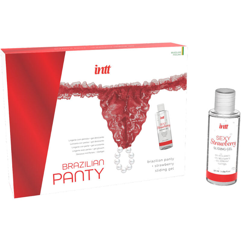 INTT RELEASES - CALÇA VERMELHA BRASILEIRA COM PÉROLAS E GEL LUBRIFICANTE 50 ML