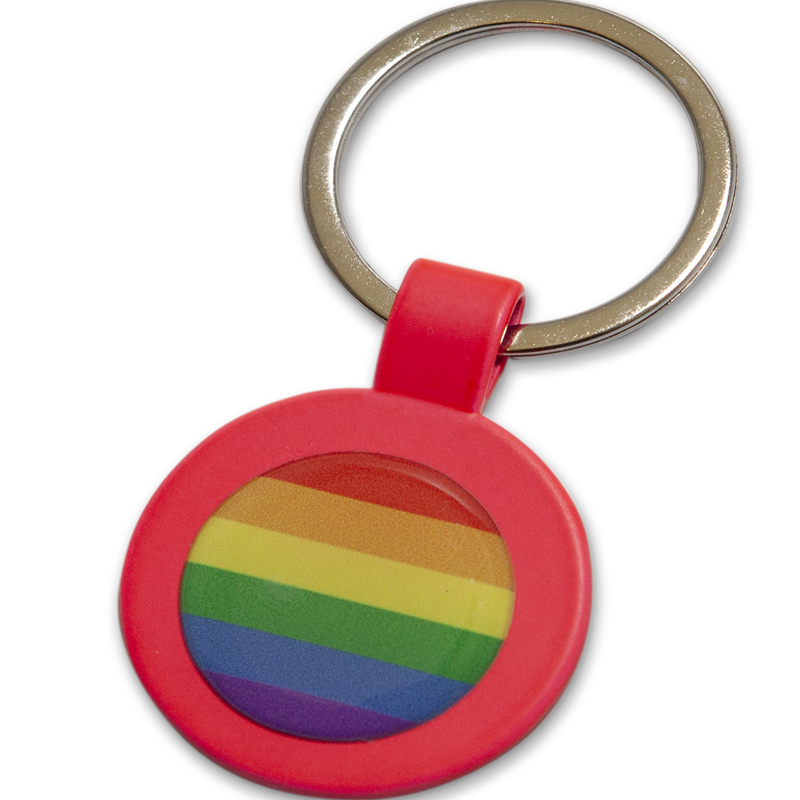 PRIDE - PORTA-CHAVES DE METAL FUSCIA PORTA-CHAVES REDONDO COM BANDEIRA LGBT