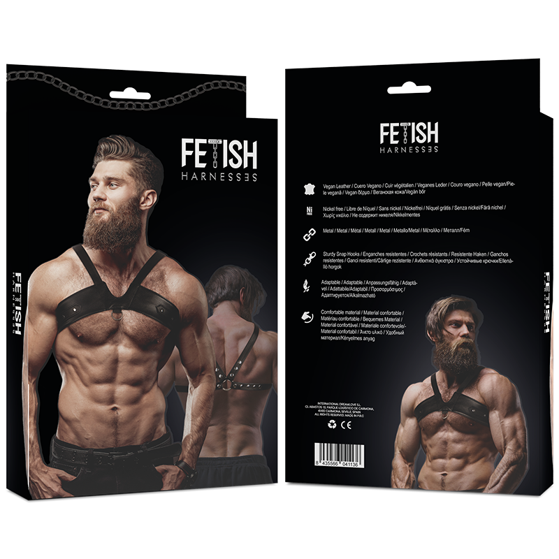 FETISH SUBMISSIVE ATTITUDE - ARNÊS DE PEITO DE COURO ECO BRIGADA MASCULINO