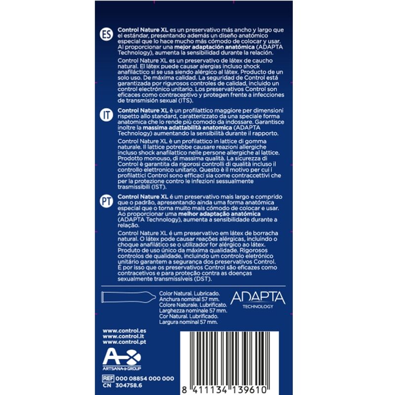 CONTROL - ADAPTA NATURE XL CONDOMS 12 UNITS