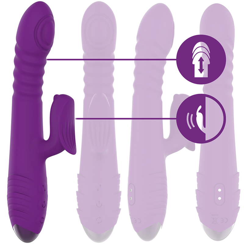 INTENSE - VIBRADOR RECARREGVEL MULTIFUNO IGGY PARA CIMA E PARA BAIXO COM ESTIMULADOR CLITÓRICO ROXO