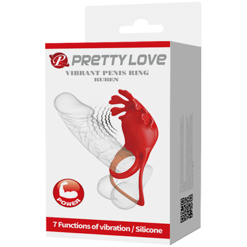 PRETTY LOVE - ANEL VIBRADOR RUBEN 7 VIBRAÕES SILICONE VERMELHO