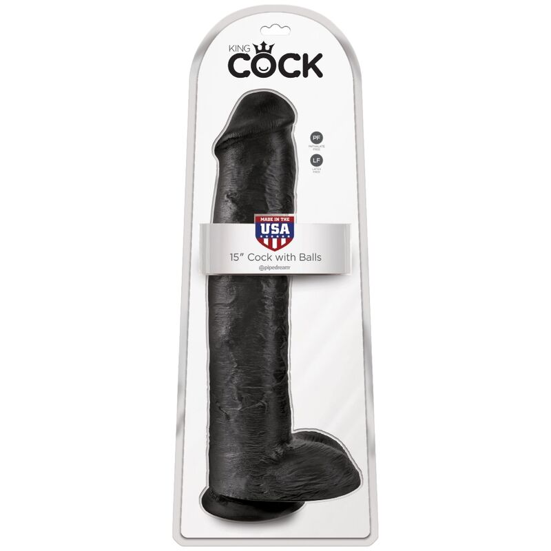 KING COCK - PÊNIS REALÍSTICO COM BOLAS 34.2 CM PRETO