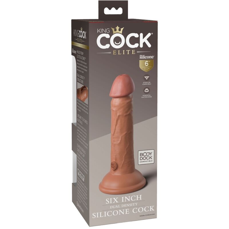 KING COCK - ELITE DILDO DE SILICONE REALÍSTICO 15.2 CM CARAMELO