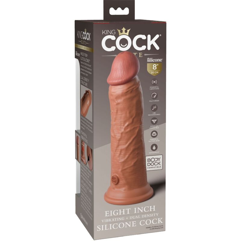 KING COCK - ELITE VIBRADOR REALÍSTICO E SILICONE 20.3 CM CARAMELO