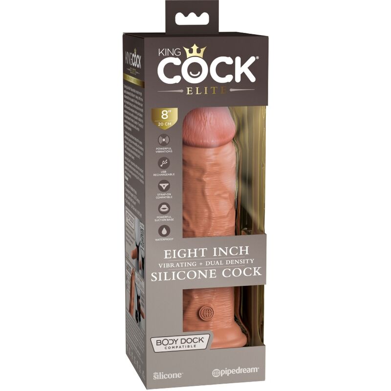 KING COCK - ELITE VIBRADOR REALÍSTICO E SILICONE 20.3 CM CARAMELO