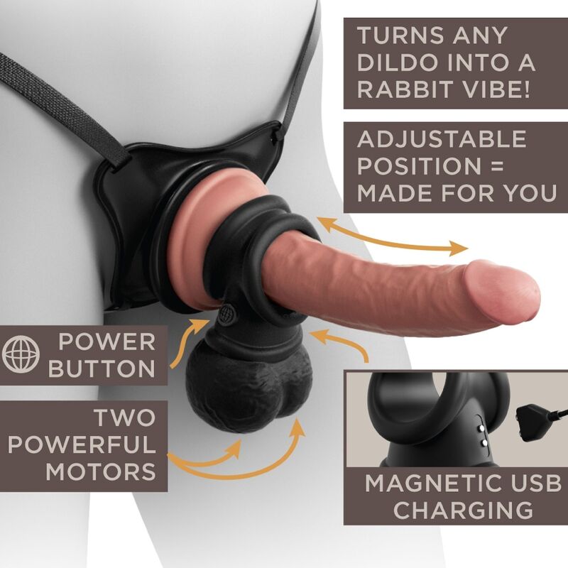 KING COCK - ELITE ANEL COM SILICONE VIBRANTE DE TESTÍCULOS