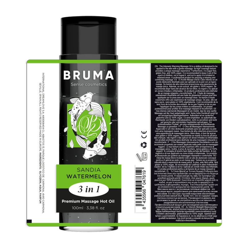 BRUMA - ÓLEO DE MASSAGEM PREMIUM EFEITO CALOR SABOR MELANCIA 3 EM 1 - 100 ML