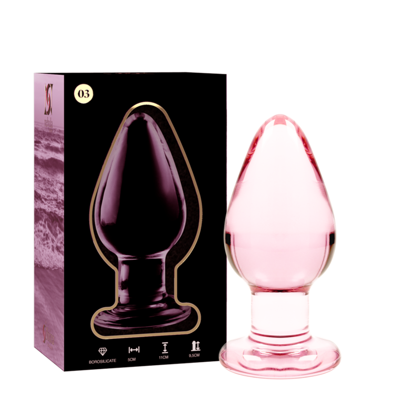 NEBULA SERIES BY IBIZA - MODELO 3 ANAL PLUG VIDRO BOROSILICADO TRANSPARENTE 11 CM -O- 5 CM