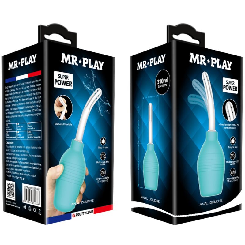 MR PLAY - CHUVEIRO DE BORRACHA ANAL PEAR AZUL