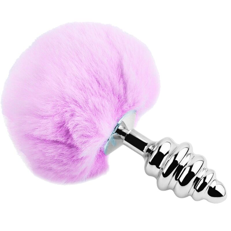 ALIVE - PLUG PRAZER ANAL ESPIRAL METAL FLUFFY VIOLETA TAMANHO M