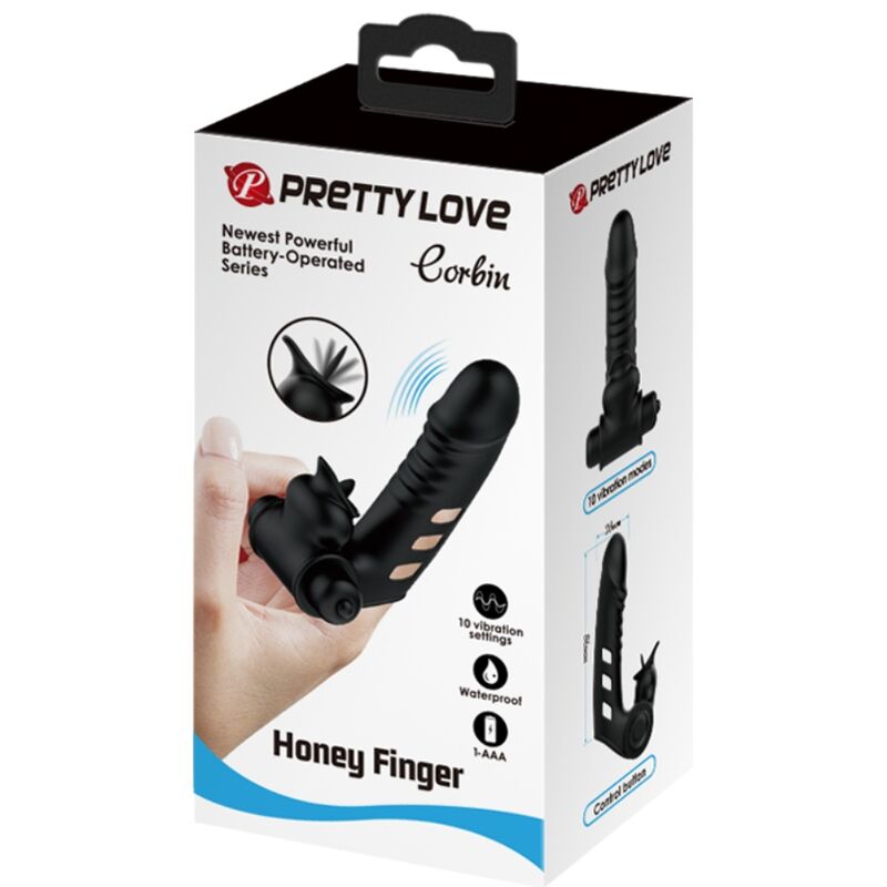 PRETTY LOVE - CAPA DE DEDO VIBRADOR PRETO CORBIN