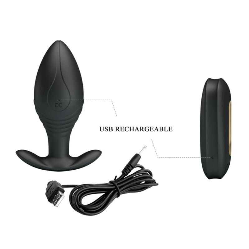 PRETTY LOVE - VIBRADOR RECARREGVEL REGINA ANAL PLUG PRETO