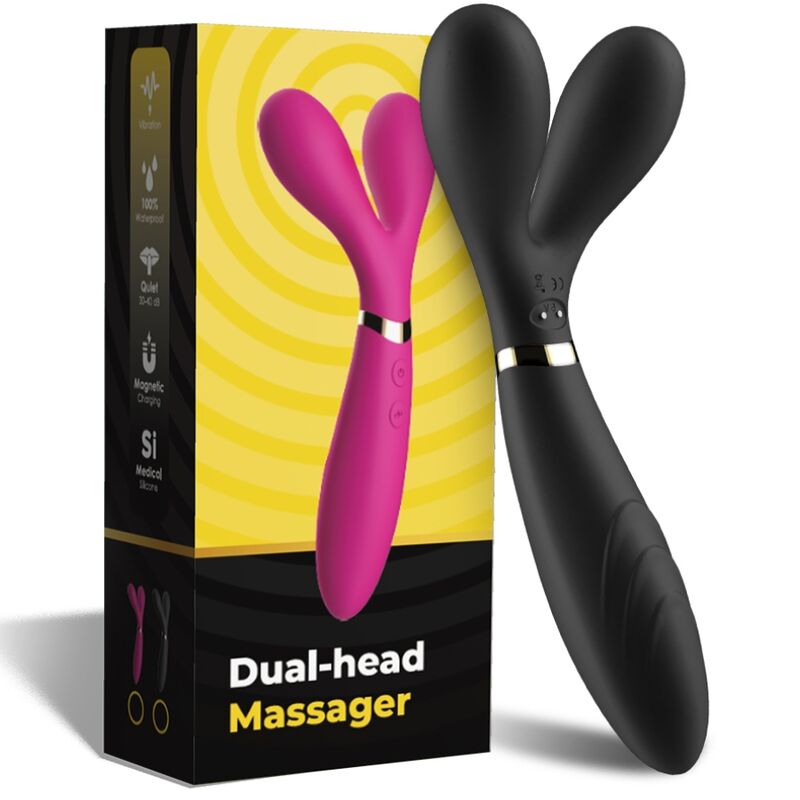 ARMONY - MASSAGER Y-WAND E VIBRADOR CABEÇA DUPLA PRETO