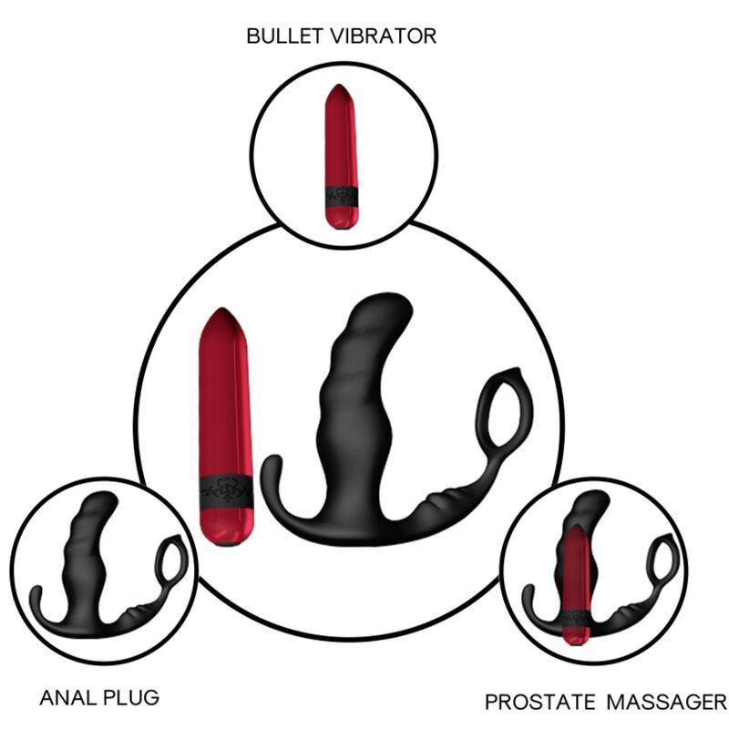 ARMONY - KNIGHT VIBRADOR ANAL PRÓSTATA E ANEL CONTROLE REMOTO PRETO