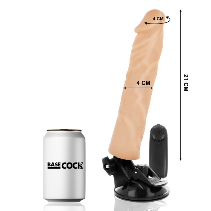 BASECOCK - VIBRADOR REALÍSTICO CONTROLE REMOTO NATURAL 21 CM -O- 4 CM