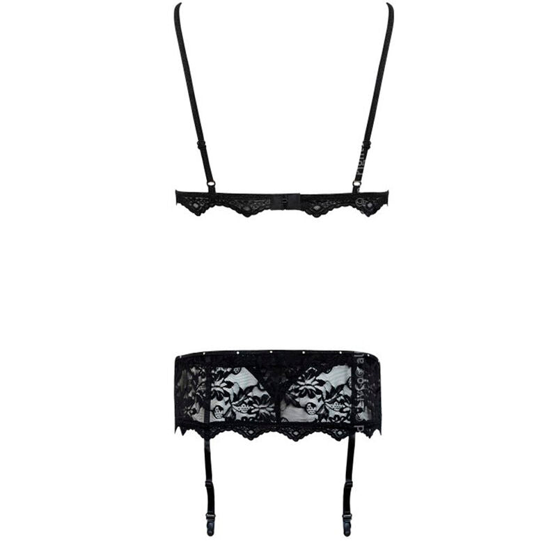 LIVCO CORSETTI FASHION - BELITA LC 90231 SUTI + CALCINHA + CINTA LIGA PRETO S/M