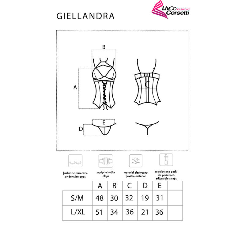 LIVCO CORSETTI FASHION - COLEO GIELLANDRA FOR THE SENSES CORSET + CALCINHA PRETA