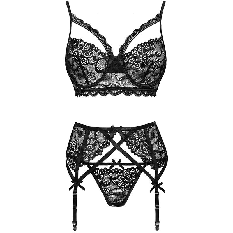 LIVCO CORSETTI FASHION - MORIDAM LC 90552 SUTI + CINTA LIGA + CALCINHA NEGRO