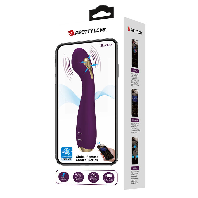 PRETTY LOVE - HECTOR VIBRADOR ELECTROSHOCK POR APP CONTROL ROXO