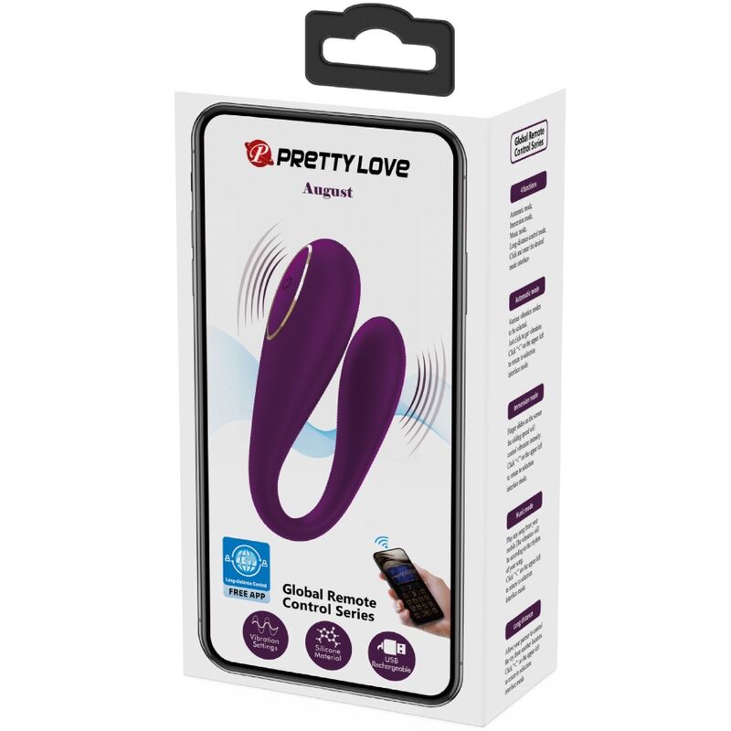 PRETTY LOVE - AUGUST VIBRADOR DE PRAZER DUPLO GLOBAL REMOTO