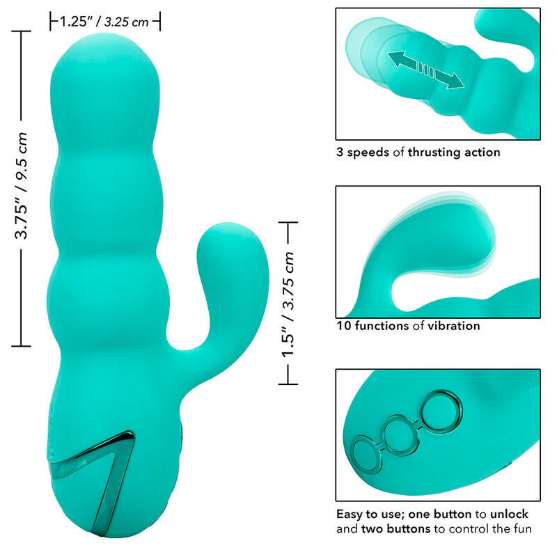 CALEXOTICS - VIBRADOR DEL MAR DIVA RABBIR AQUA GREEN POR CALIFORNIA DREAMING