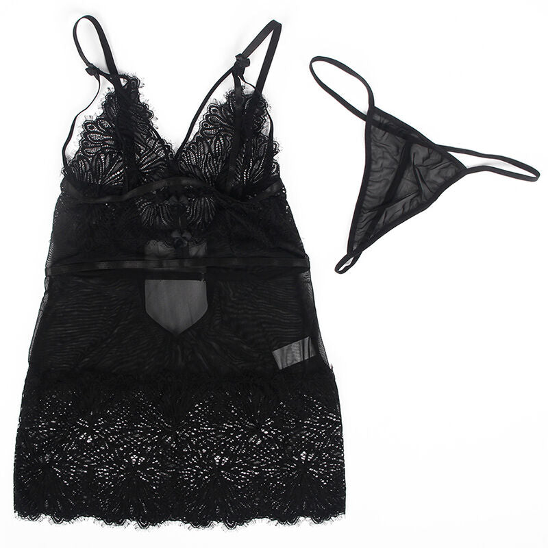 SUBBLIME - BABYDOLL COM ALAS DE RENDA AJUSTVEIS PRETO S/M