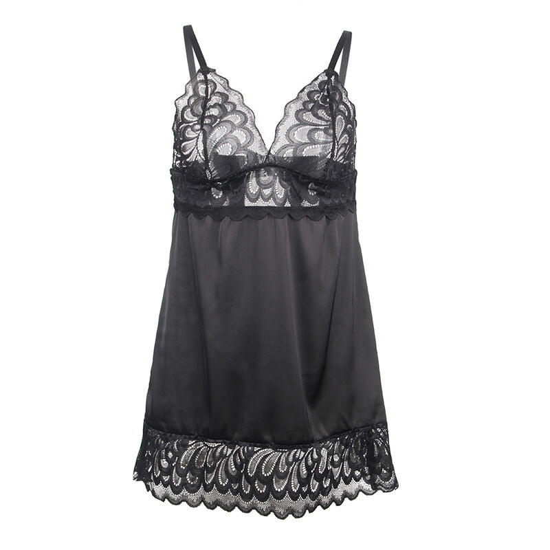 SUBBLIME - BABYDOLL COM PEITO ESTAMPADO FLORAL PRETO S/M