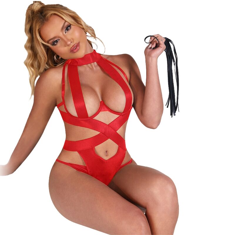 SUBBLIME - CORPO HALTER SEXY COM ARNÊS VERMELHO S/M