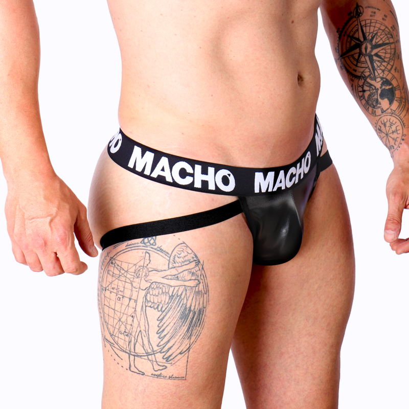 MACHO - MX25NC JOCK COURO PRETO S