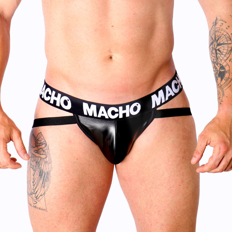 MACHO - MX25NC JOCK COURO PRETO S