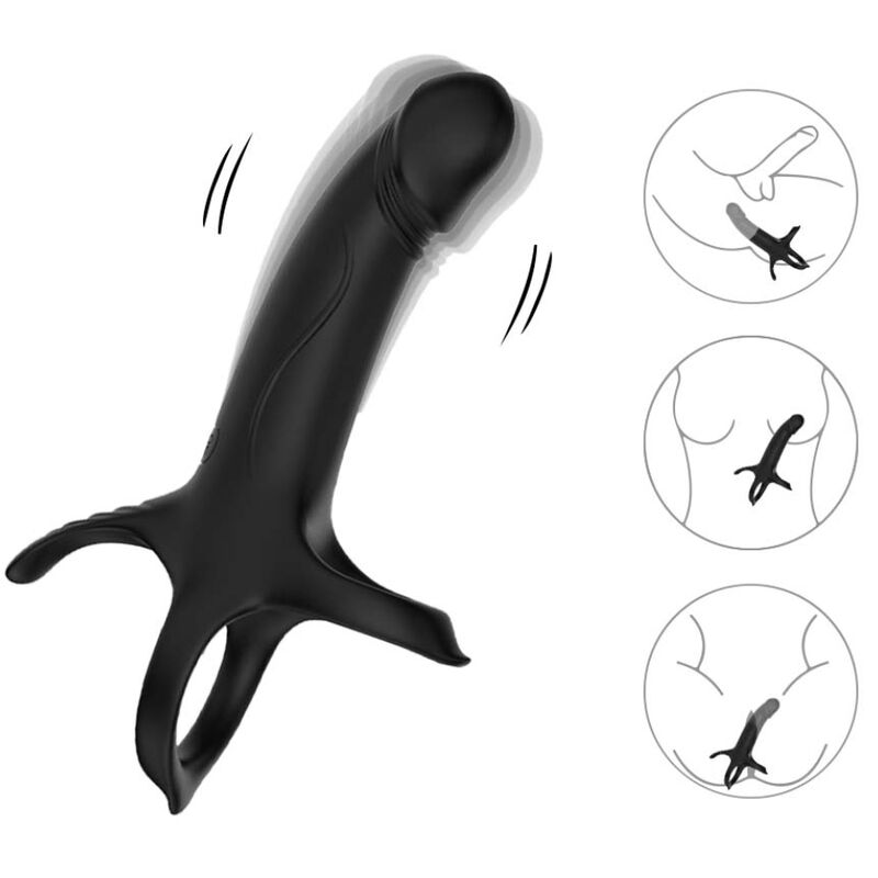 ARMONY - DILDO COM ANEL E VIBRADOR PRETO