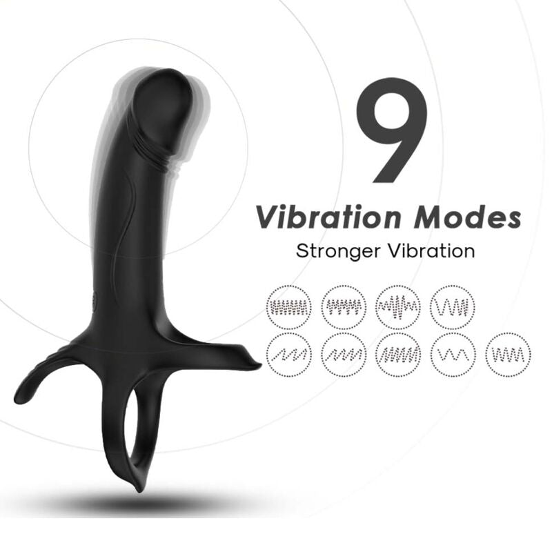 ARMONY - DILDO COM ANEL E VIBRADOR PRETO