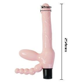 BAILE - ARNÊS SEM CORDA TPR COM VIBRAO E ESTIMULAO ANAL 25.4 CM