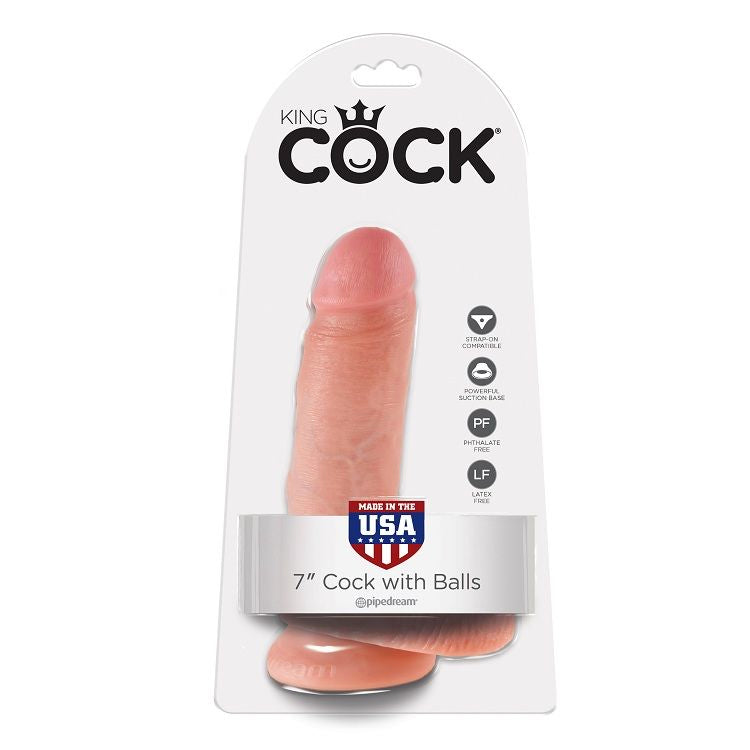 KING COCK - 7 CARNE DE DILDO COM BOLAS 17.8 CM