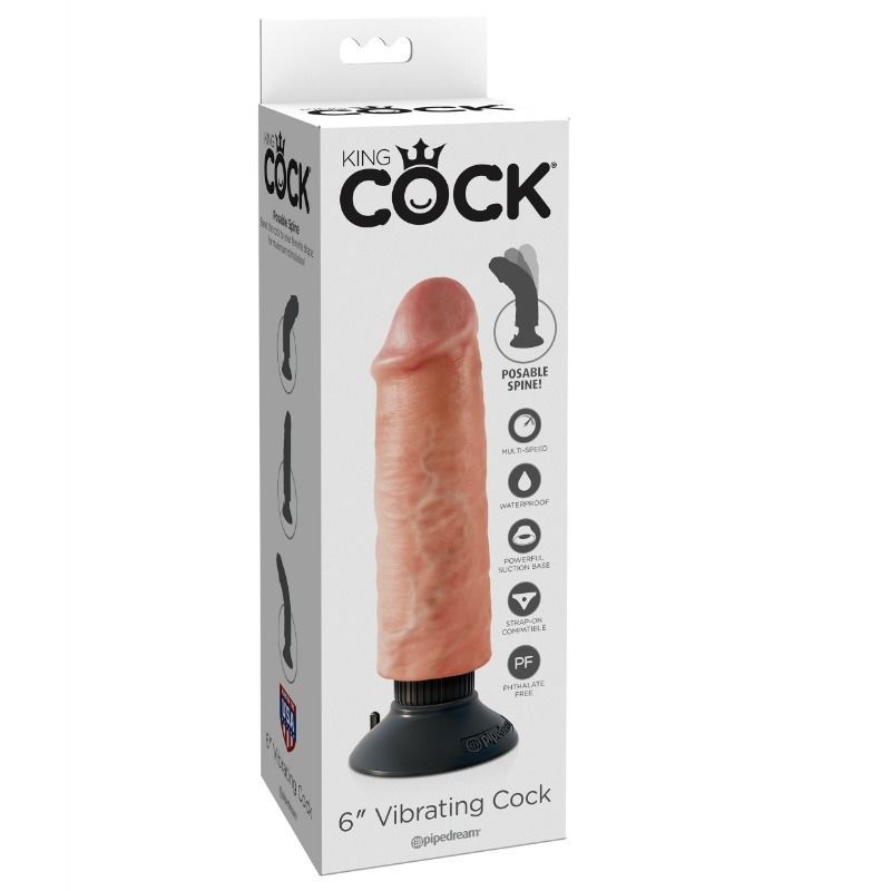 KING COCK - VIBRADOR DILDO 15.24 CM NATURAL