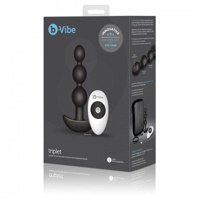 B-VIBE - TRIPLET ANAL CONTAS DE CONTROLE REMOTO PRETAS