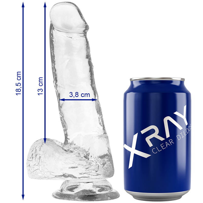 X RAY - DILDO TRANSPARENTE COM BOLAS 18.5 CM -O- 3.8 CM